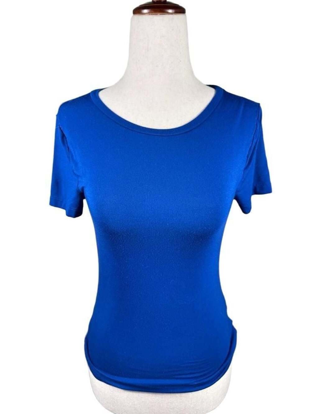 Express Fitted Short Sleeve Crew Neck T-Shirt in Royal Blue, Size XS h1316